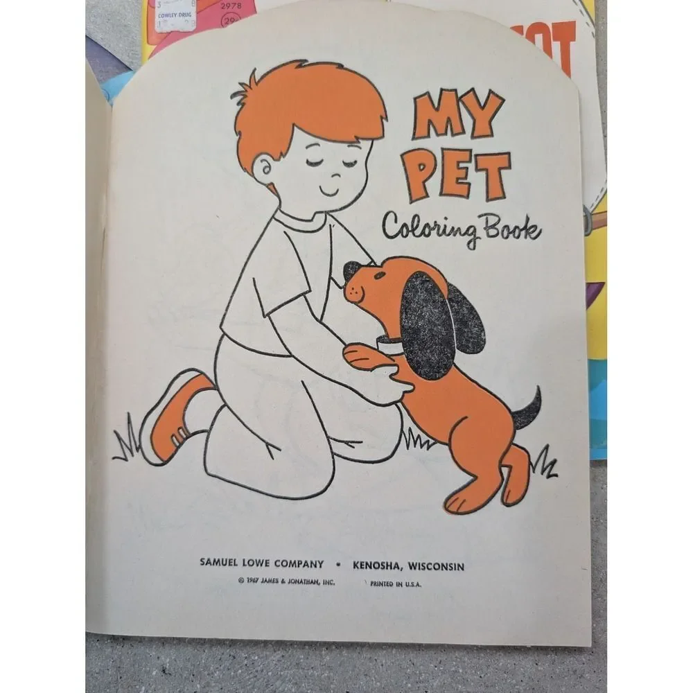 Lot of 5 Vintage 1960s 1970s Coloring Books Samuel Lowe Whitman-Mostly Unused